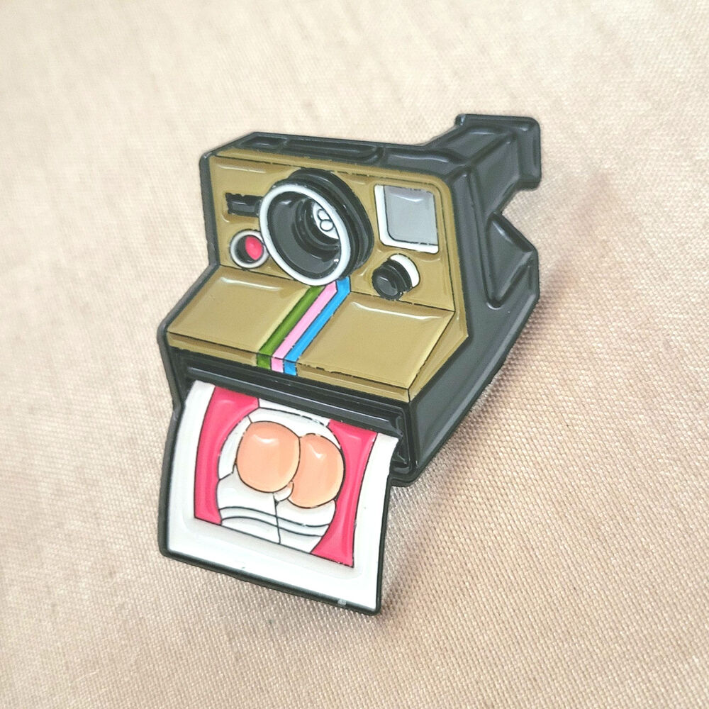 Men's Naughty polaroid pin in sexy garter stockings